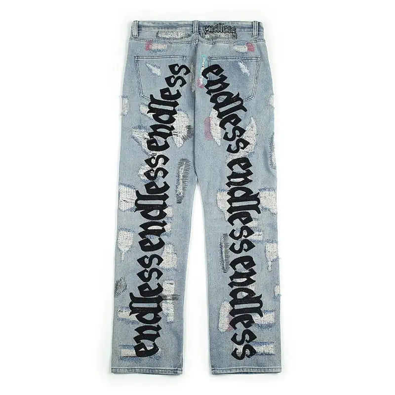 Ripped Retro Jeans Trousers for Men and Women